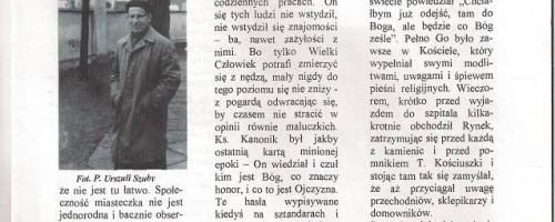 Maciej Gębuś. Wspomnienie o ks. kan. Tadeuszu Jarmundowiczu. Nowe Echo Szczekocin, nr 12, listopad 2002, s. 5